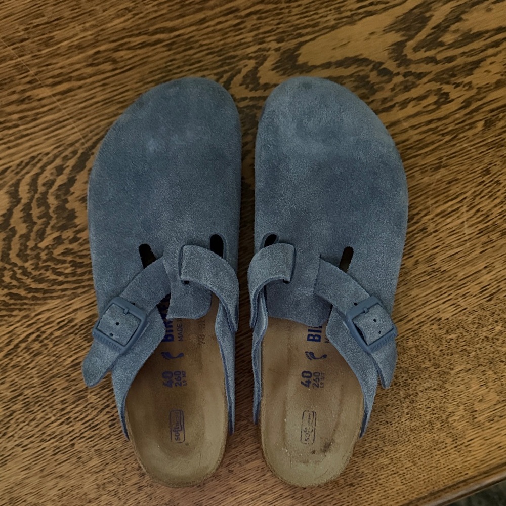 Birkenstock Blue Suede Mules